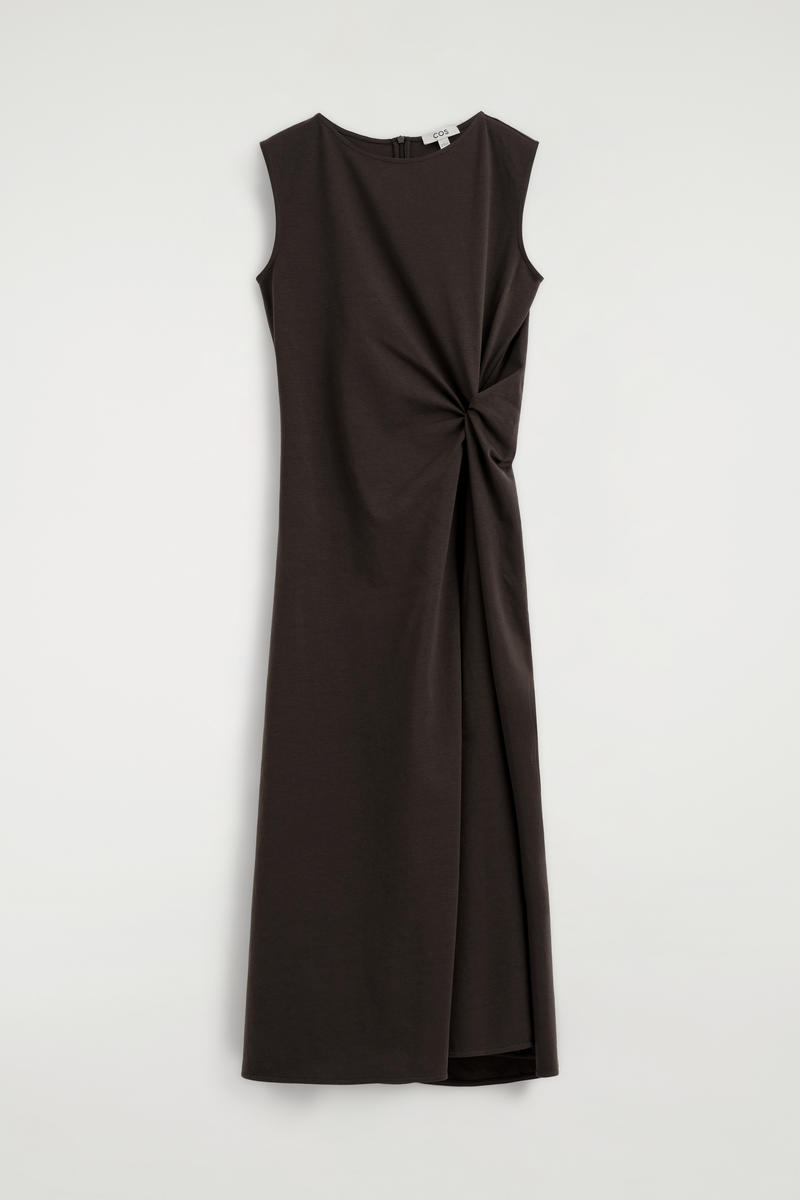 COS ツイストディテール ジャージーミディドレス