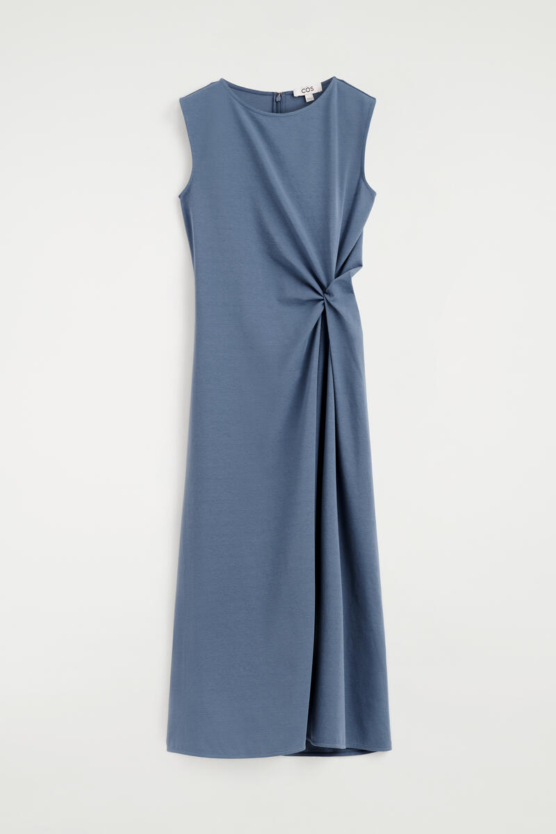 COS ツイストディテール ジャージーミディドレス