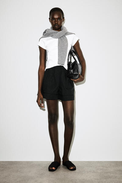 COS エラスティック グログランディテール コットンショーツ