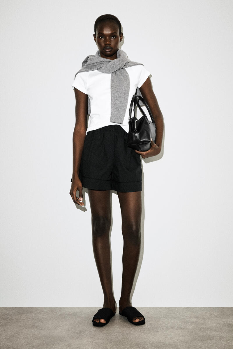 COS エラスティック グログランディテール コットンショーツ