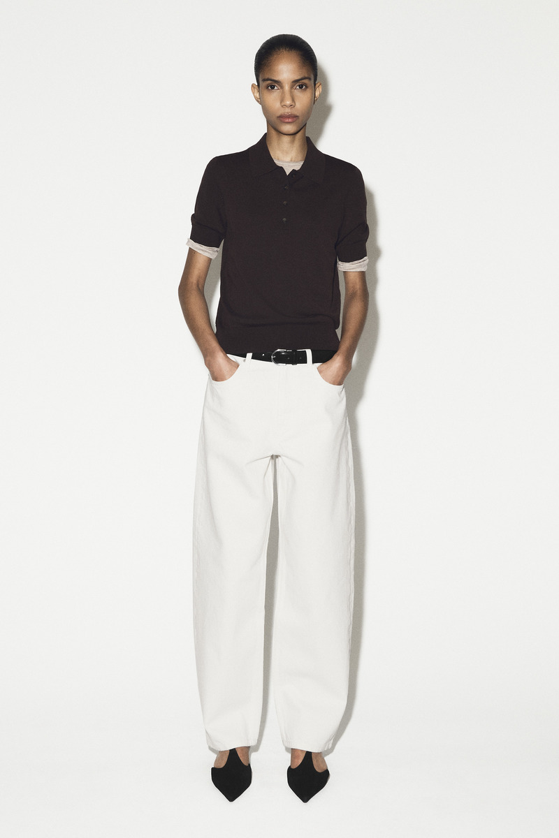 COS シュリンクウールブレンドポロシャツ