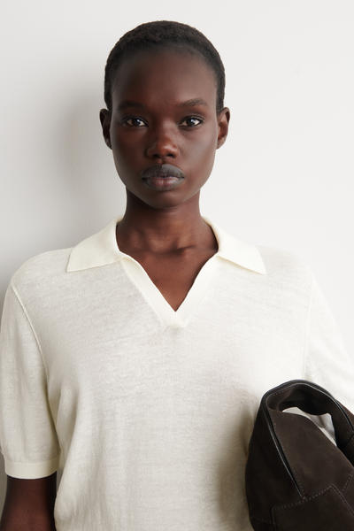 COS ニットリネンメリノポロシャツ