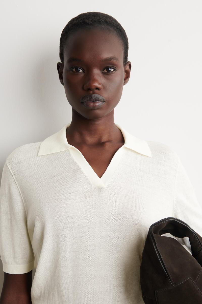 COS ニットリネンメリノポロシャツ