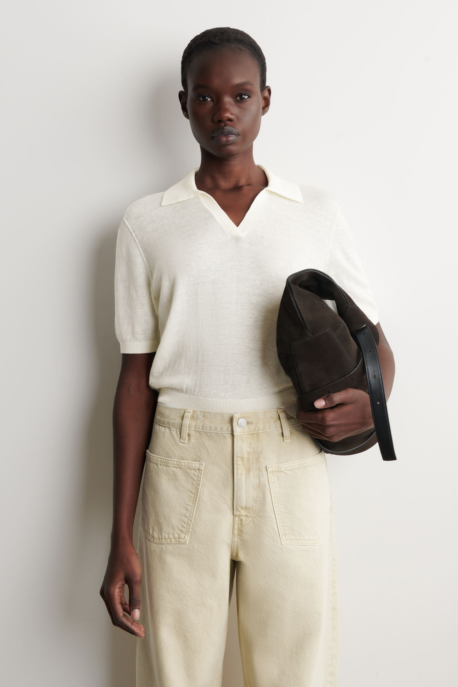 KNITTED LINEN-MERINO POLO SHIRT ニットリネンメリノポロシャツ