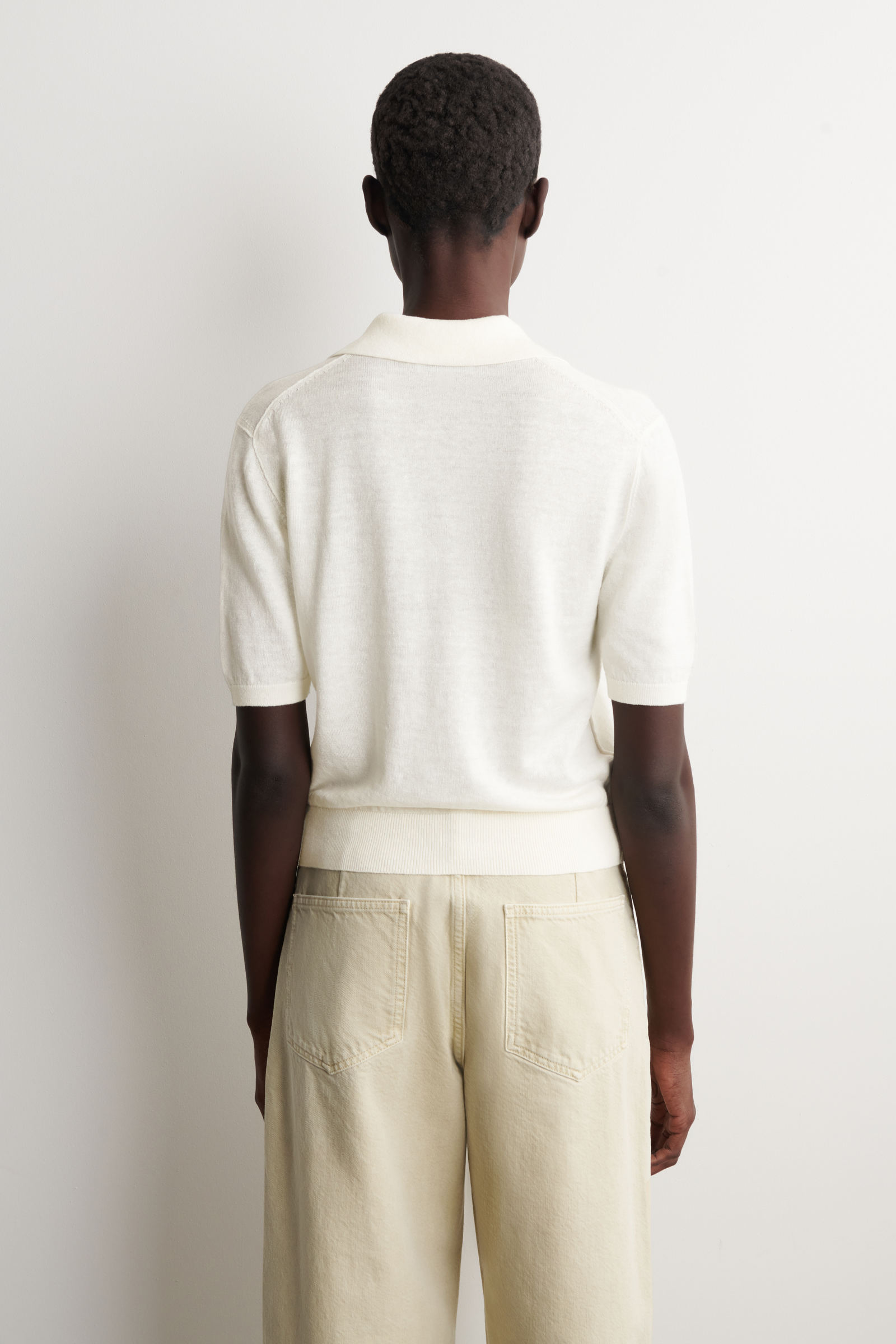 KNITTED LINEN-MERINO POLO SHIRT ニットリネンメリノポロシャツ 