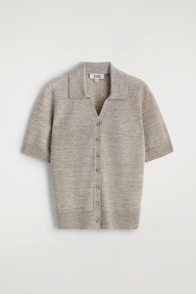 COS ニットリネンメリノ半袖シャツ