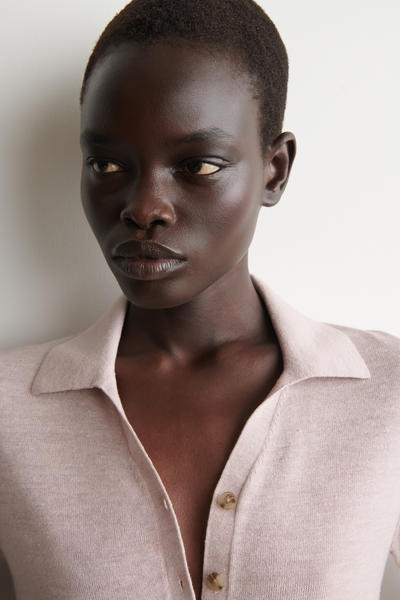 COS ニットリネンメリノ半袖シャツ