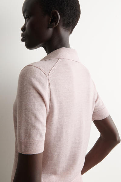 COS ニットリネンメリノ半袖シャツ