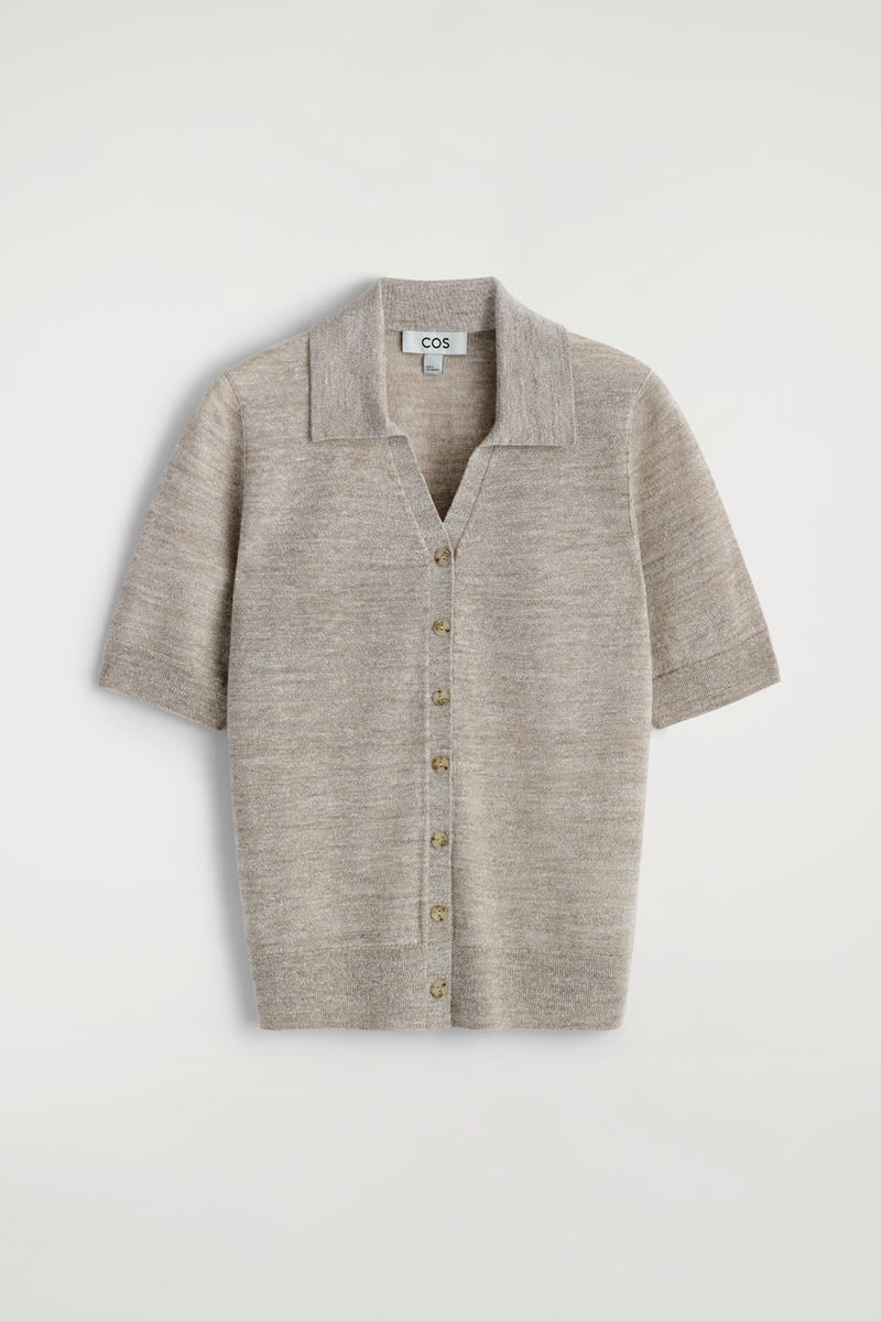 COS ニットリネンメリノ半袖シャツ