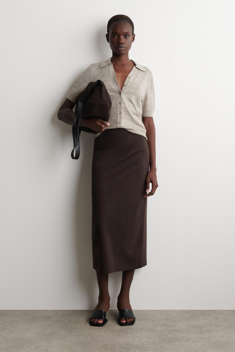 COS ニットリネンメリノ半袖シャツ