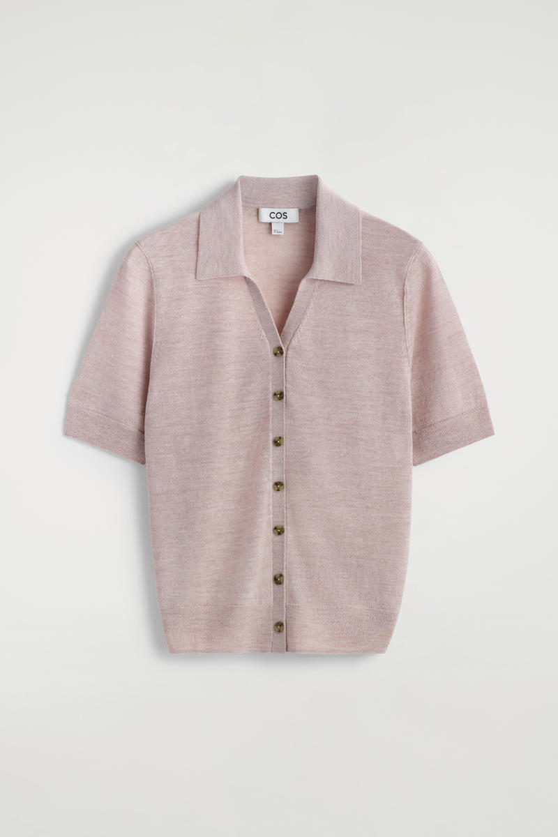 COS ニットリネンメリノ半袖シャツ