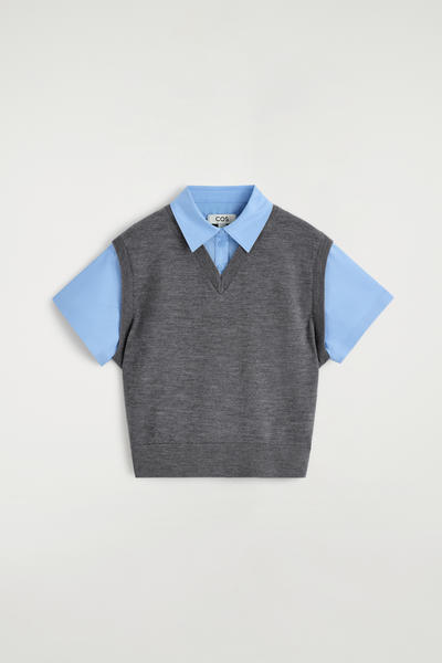 COS レイヤードメリノウールシャツベスト