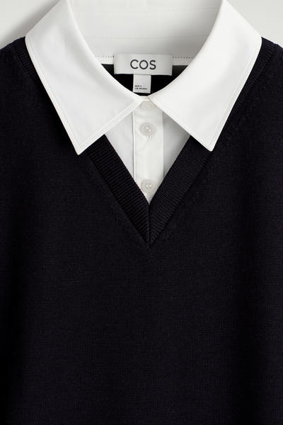 COS レイヤードメリノウールシャツベスト