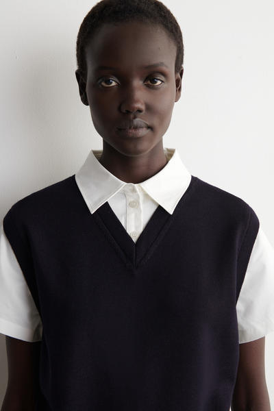 COS レイヤードメリノウールシャツベスト