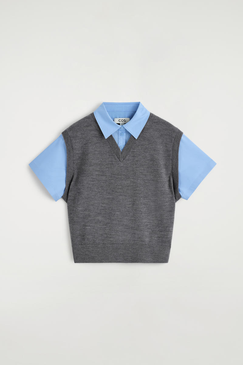 COS レイヤードメリノウールシャツベスト