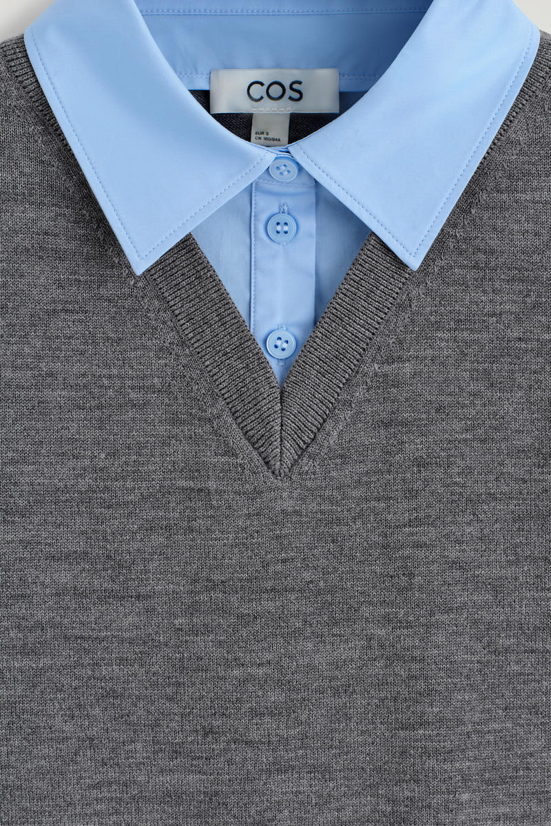 COS レイヤードメリノウールシャツベスト