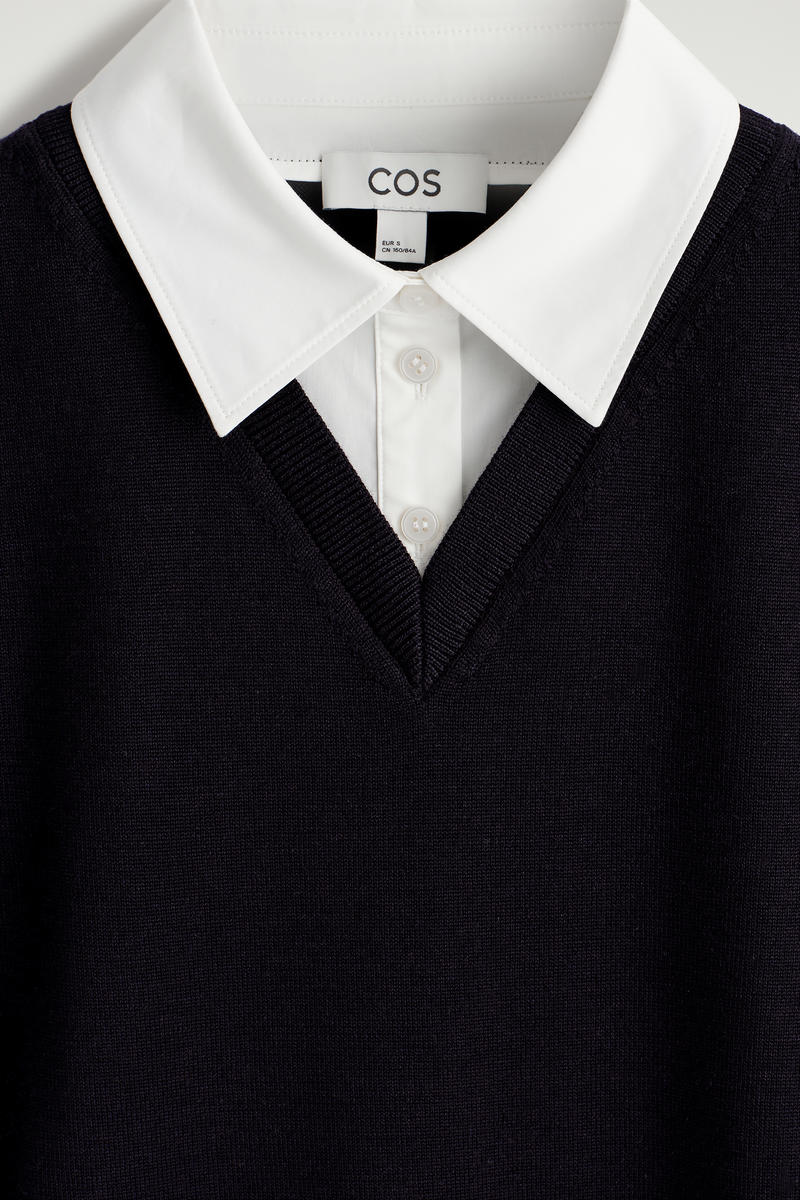 COS レイヤードメリノウールシャツベスト