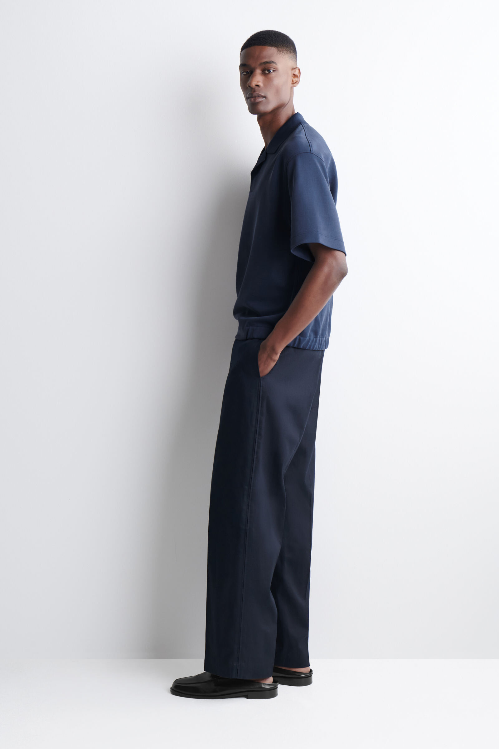 JERSEY-BONDED COTTON-TWILL POLO SHIRT ジャージー コットンツイル