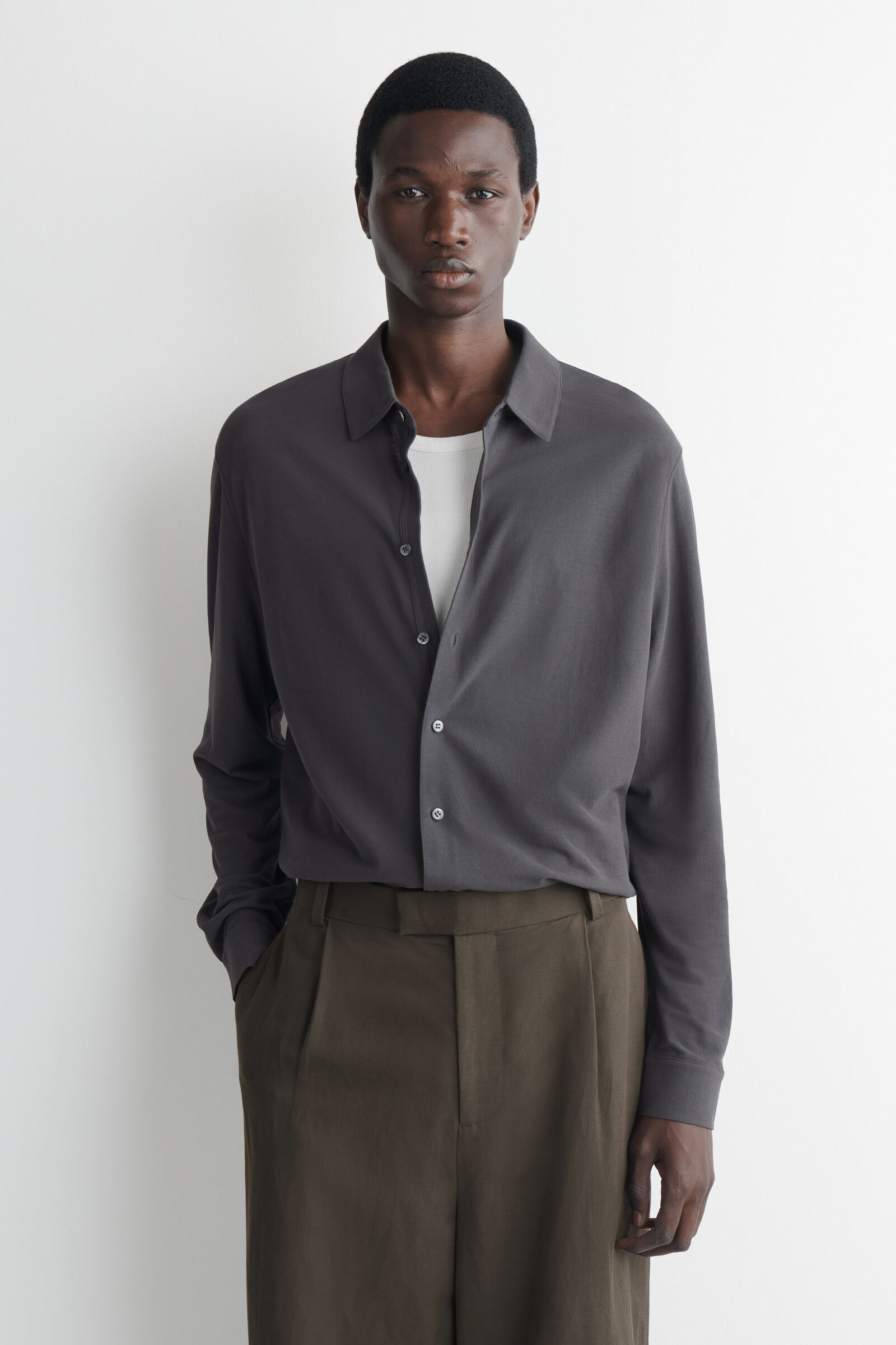 DRAPED COTTON-JERSEY SHIRT ドレープコットン ジャージーシャツ DRAPED COTTON-JERSEY SHIRT ドレープコットン ジャージーシャツ
