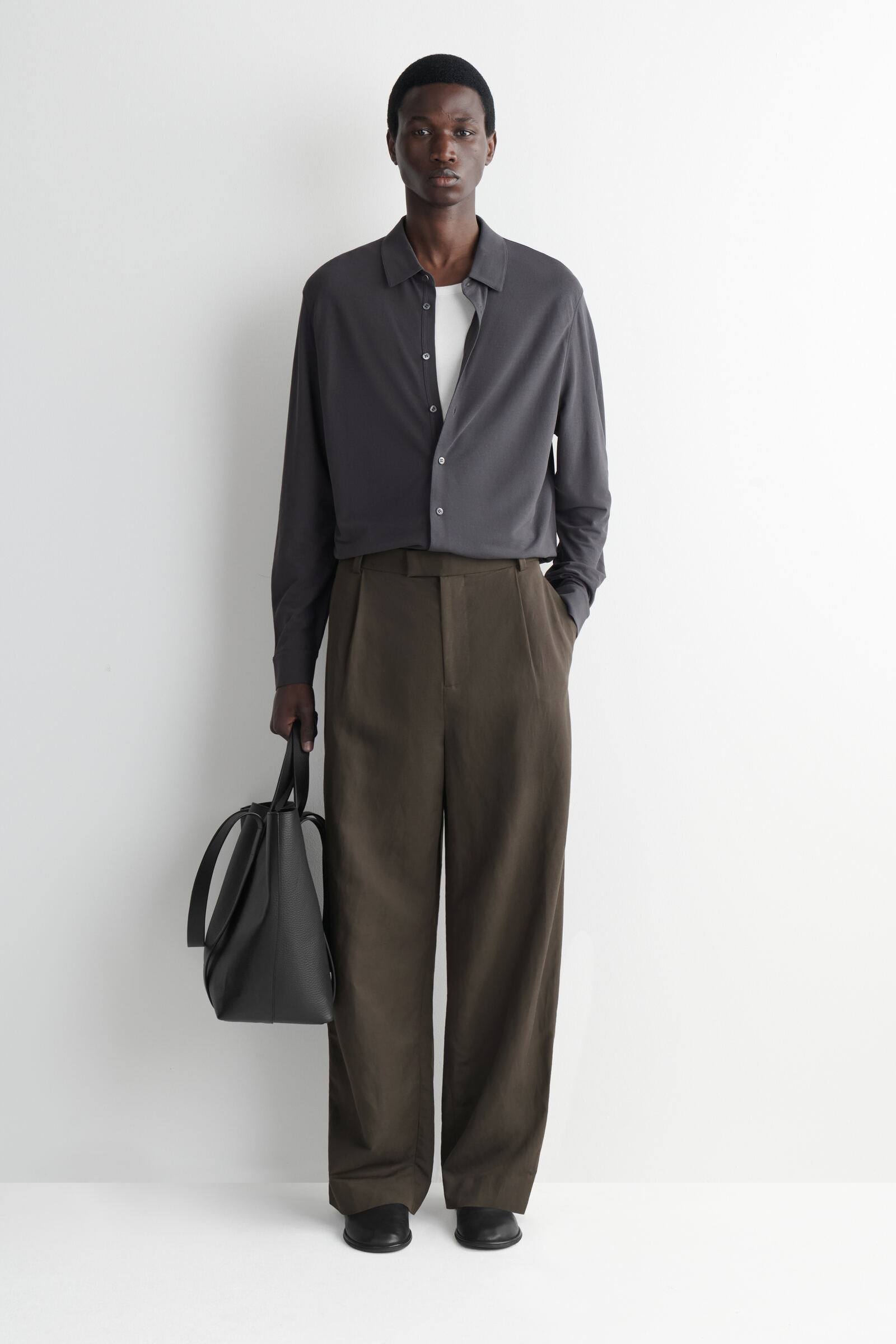 DRAPED COTTON-JERSEY SHIRT ドレープコットン ジャージーシャツ