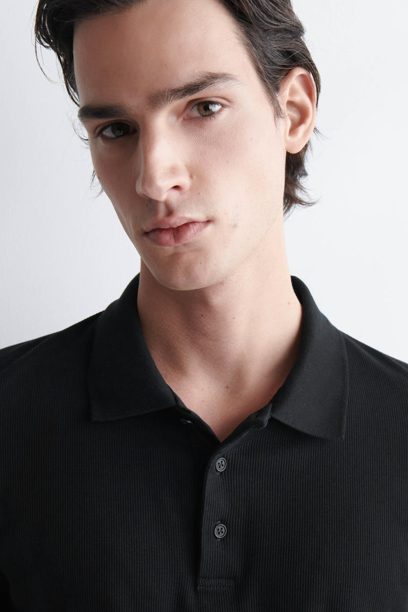 COS スリムリブ コットンポロシャツ