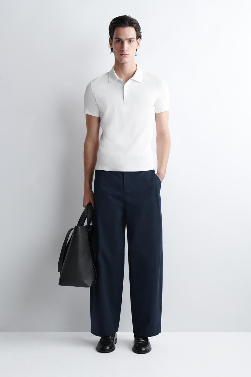 COS スリムリブ コットンポロシャツ