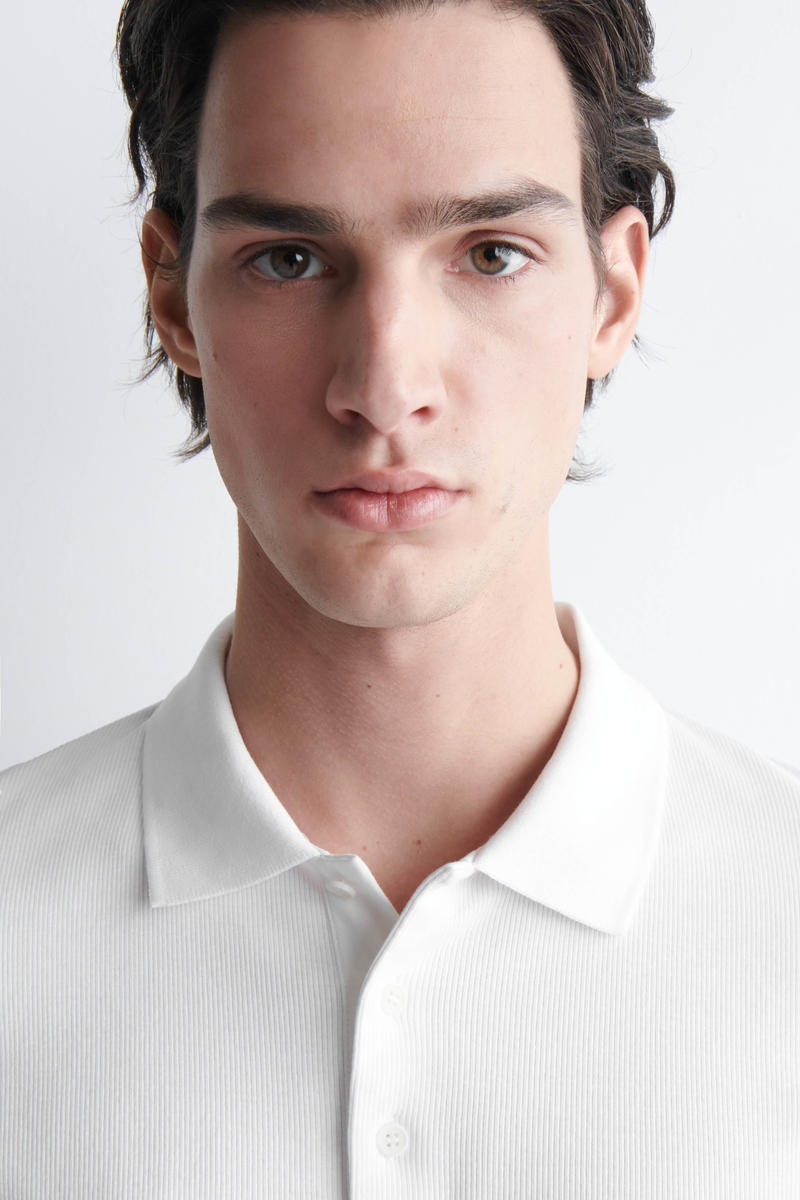 COS スリムリブ コットンポロシャツ