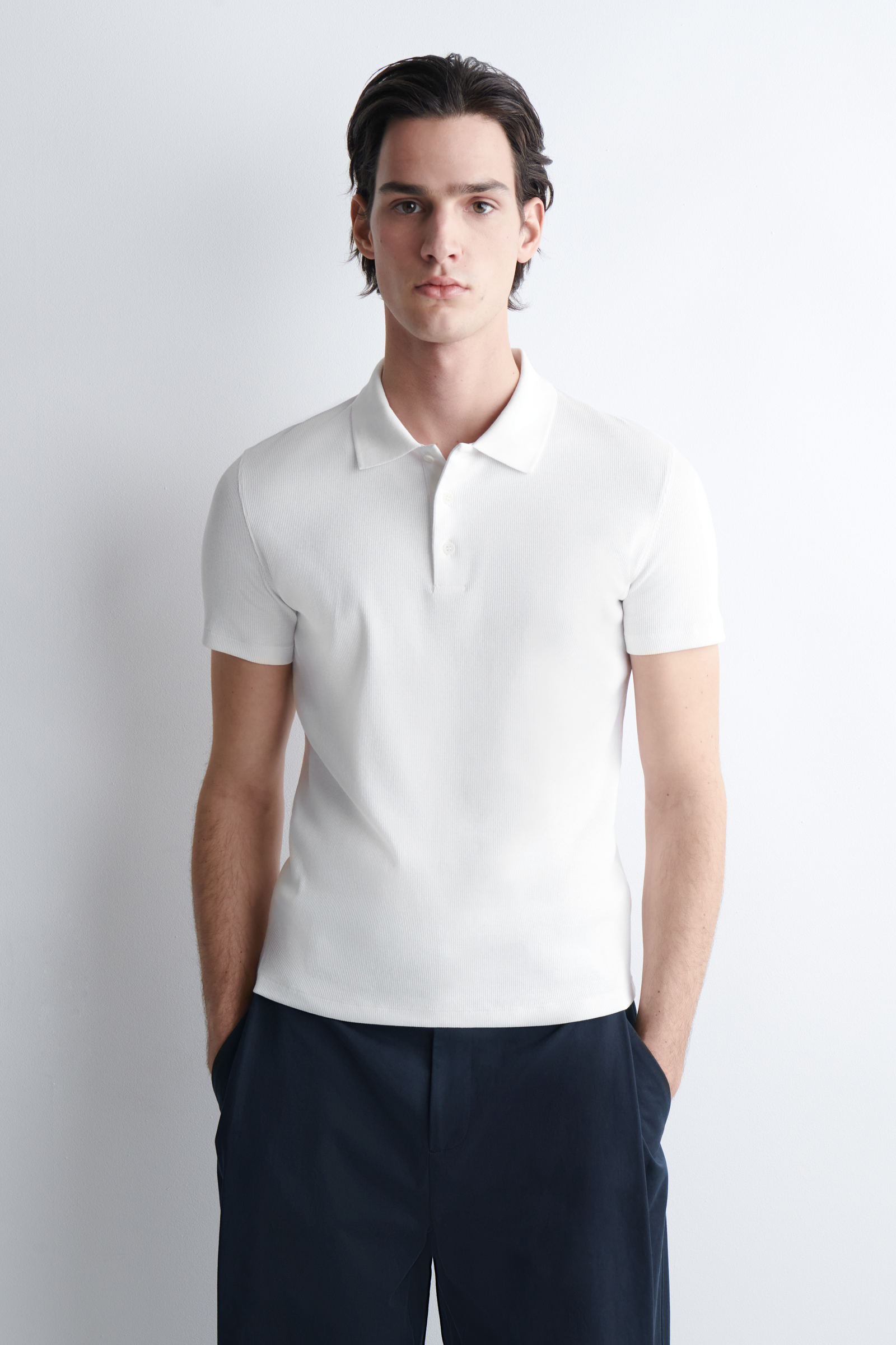 SLIM RIBBED COTTON POLO SHIRT スリムリブ コットンポロシャツ