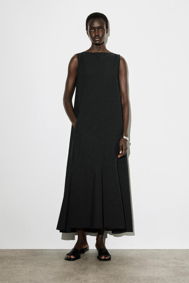 COS ドロップヘム　コットンミディドレス