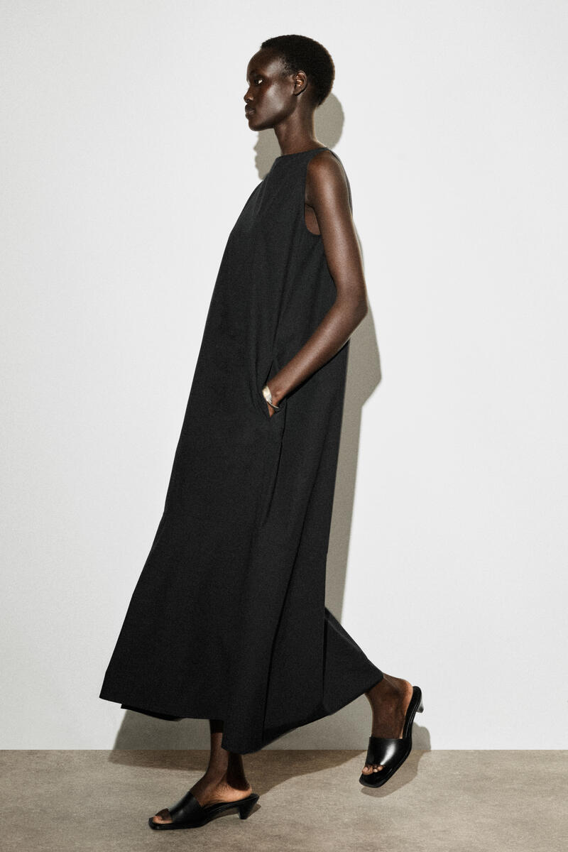 COS ドロップヘム　コットンミディドレス