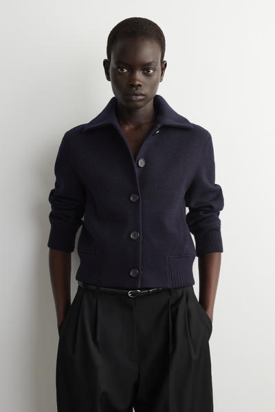 COS リブ襟ボイルメリノウールジャケット