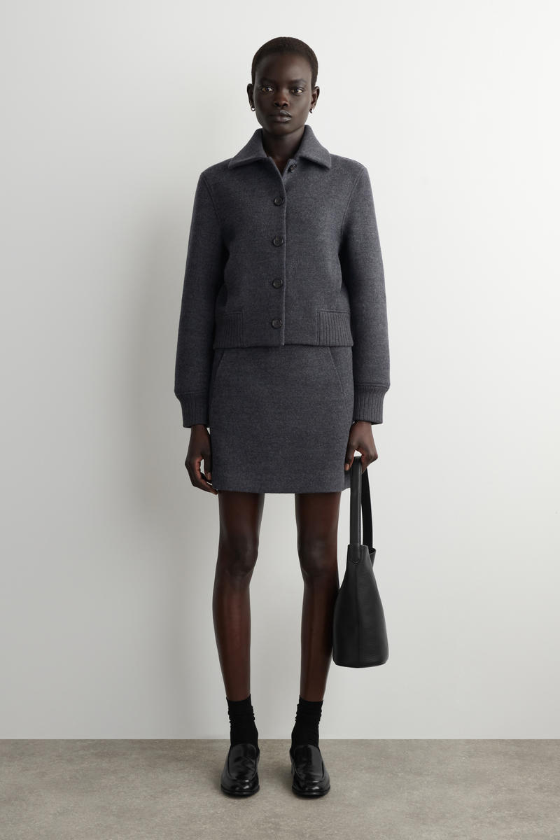 COS リブ襟ボイルメリノウールジャケット