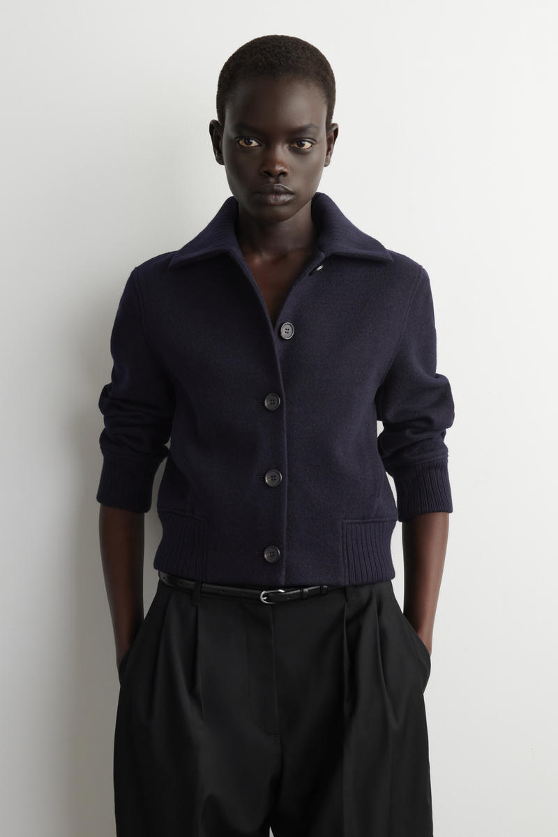 COS リブ襟ボイルメリノウールジャケット