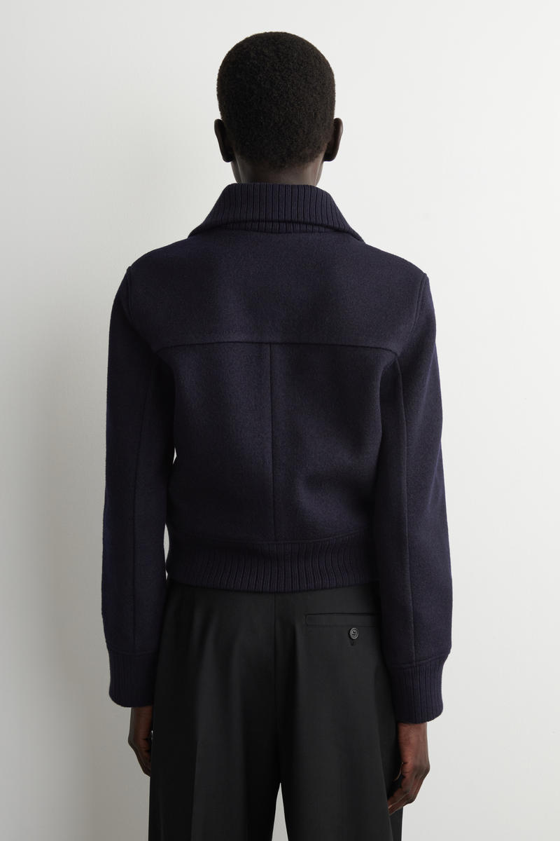 COS リブ襟ボイルメリノウールジャケット