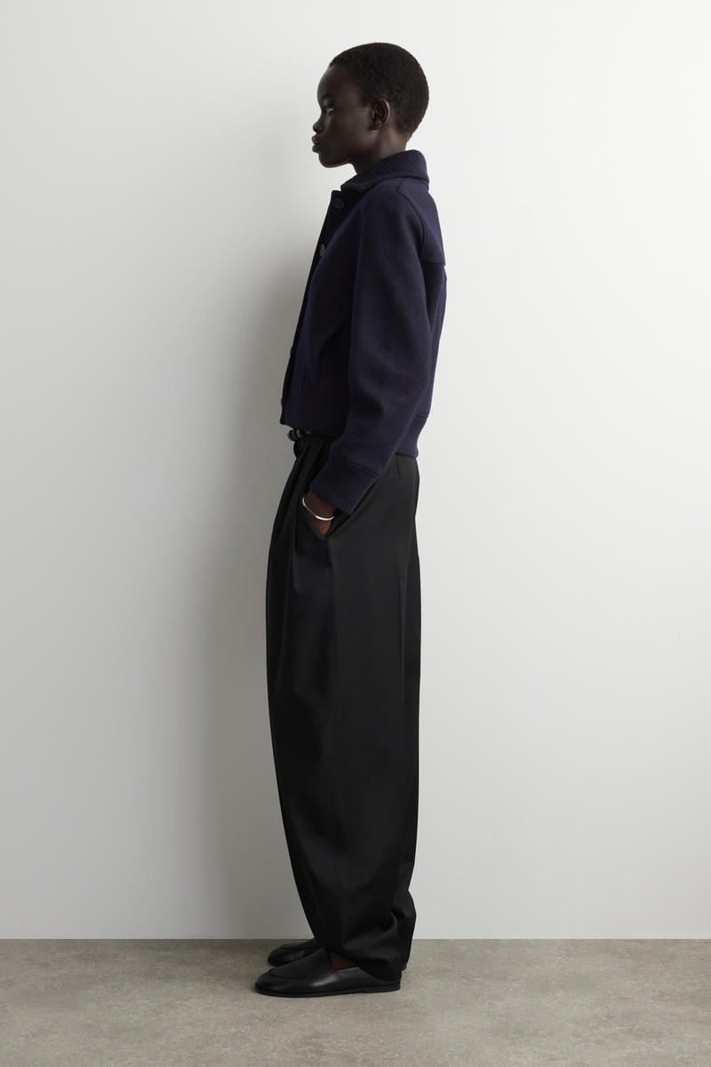 COS リブ襟ボイルメリノウールジャケット