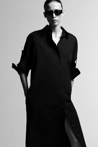 COS カーブスリーブ　コットンミディシャツドレス