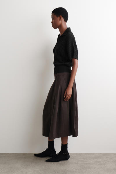 COS 透かし編みニット　コットンポロトップ