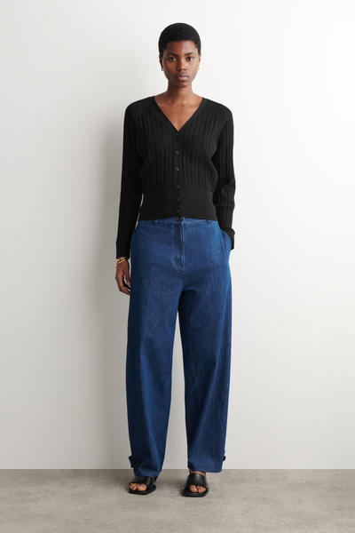 COS 透かし編みニット　コットンカーディガン