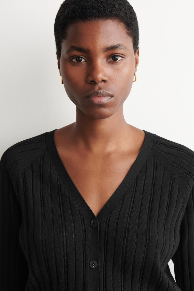 COS 透かし編みニット　コットンカーディガン