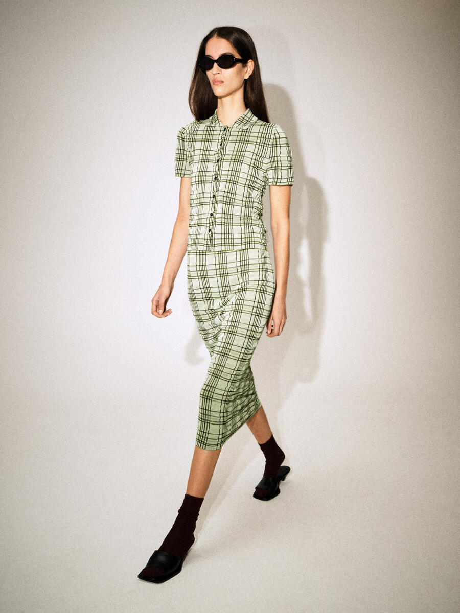 CHECKED COTTON-JACQUARD SHIRT チェック柄 コットンジャカードシャツ