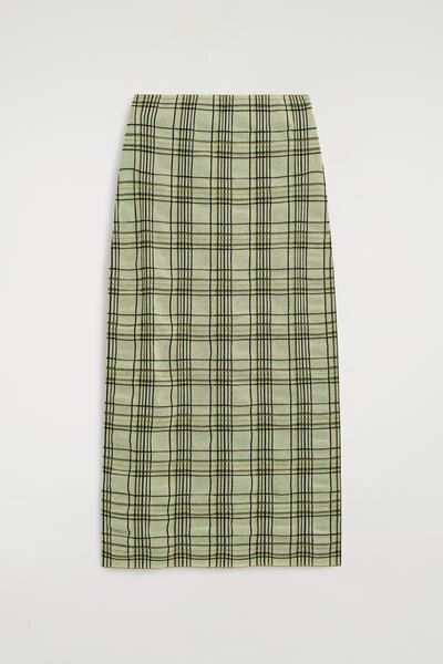 COS チェック　コットンジャカード　ミディスカート