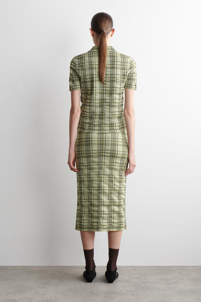 COS チェック　コットンジャカード　ミディスカート