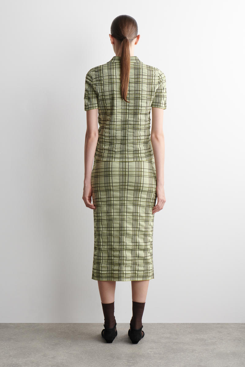 COS チェック　コットンジャカード　ミディスカート