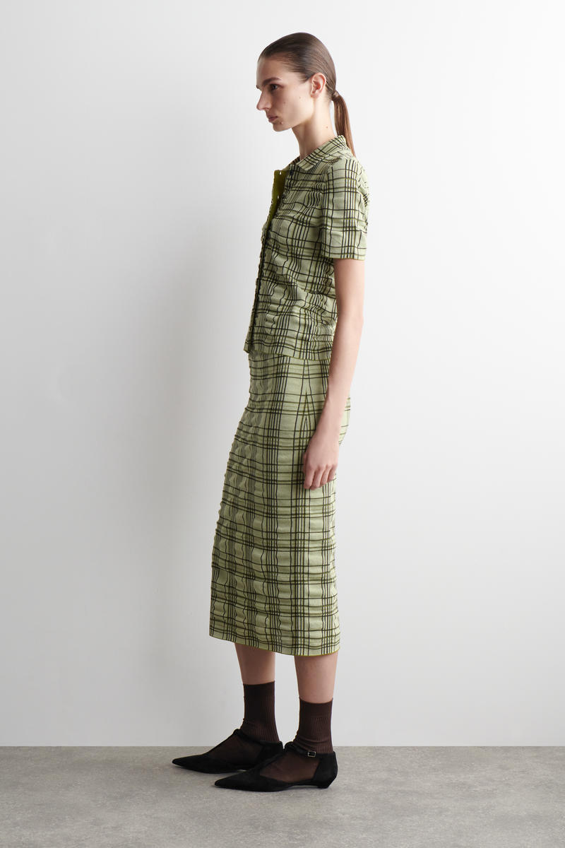 COS チェック　コットンジャカード　ミディスカート