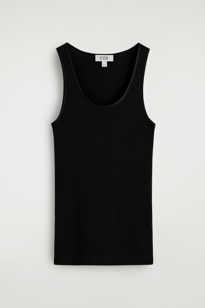 COS サテントリム　コットンジャージータンクトップ