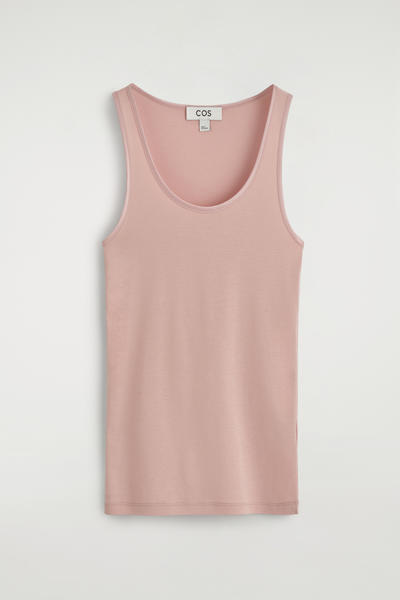 COS サテントリム　コットンジャージータンクトップ