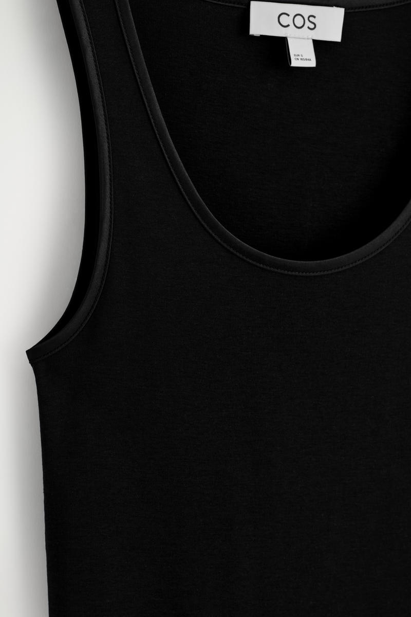 COS サテントリム　コットンジャージータンクトップ