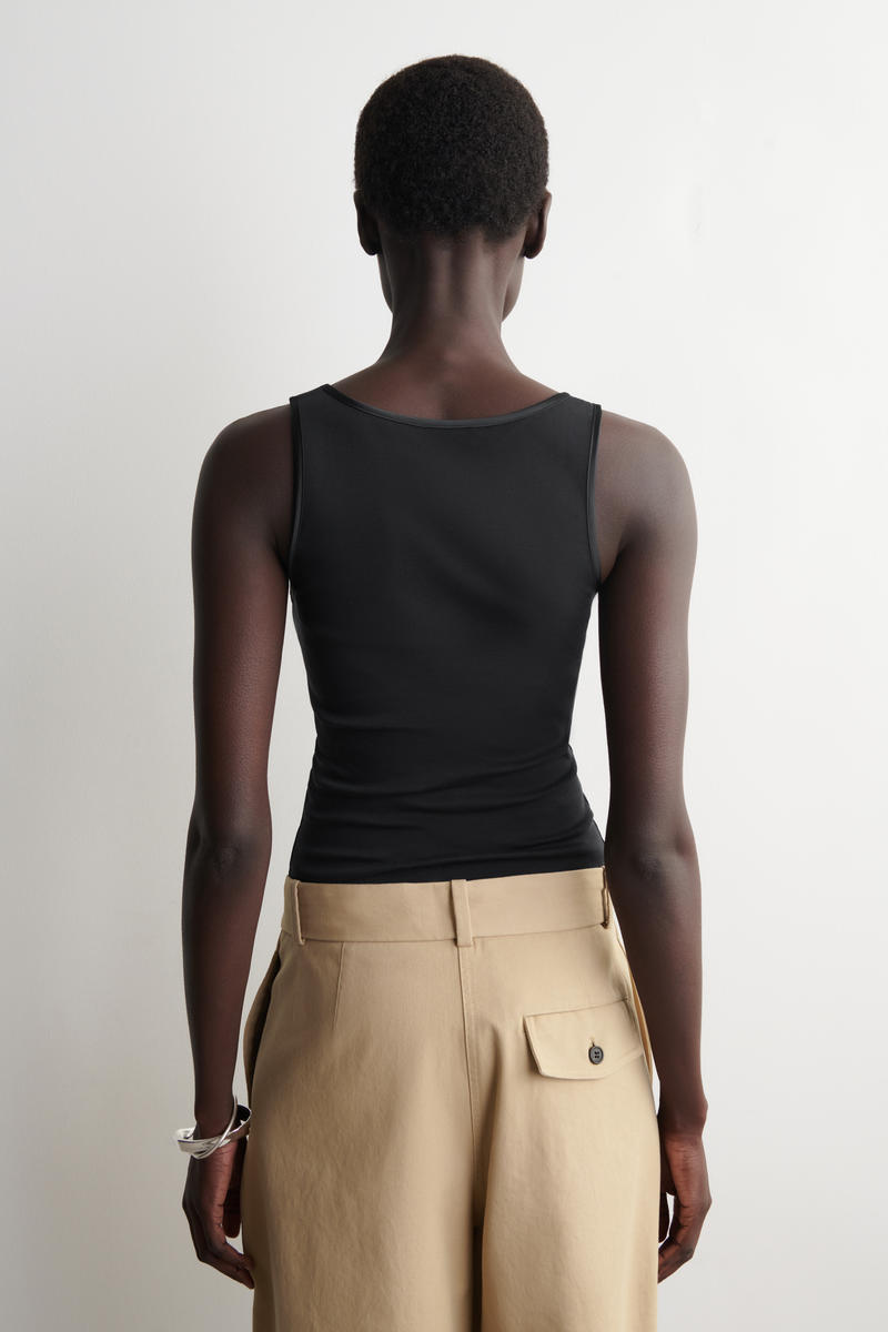 COS サテントリム　コットンジャージータンクトップ