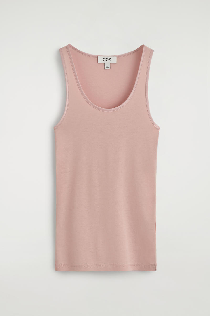 COS サテントリム　コットンジャージータンクトップ