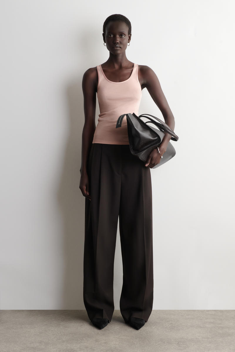 COS サテントリム　コットンジャージータンクトップ